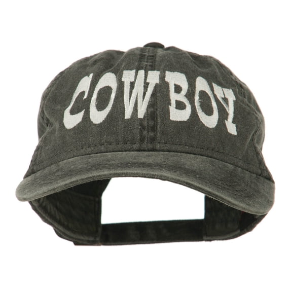 Cowboy Embroidered Washed Cap - Black OSFM