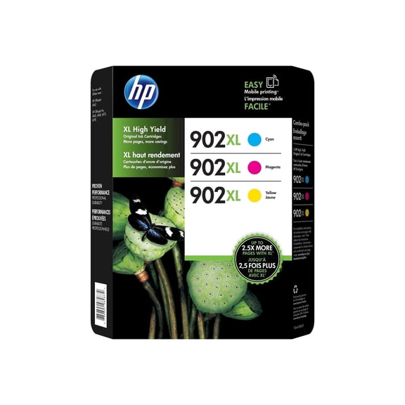 HP 902XL High Yield T0A41BN Cyan Yellow Magenta Original Ink Cartridge 3-Pack (Sold Without Manufacturer Warranty)