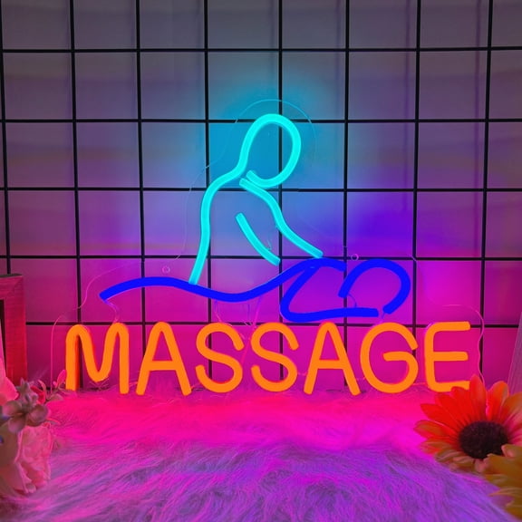 Massage Neon Sign for Wall Decor, Massage Led Signs, Dimmable USB Powered Neon Light Sign for Spa Salon, Home, Business, Shop, Bar Pub, Store