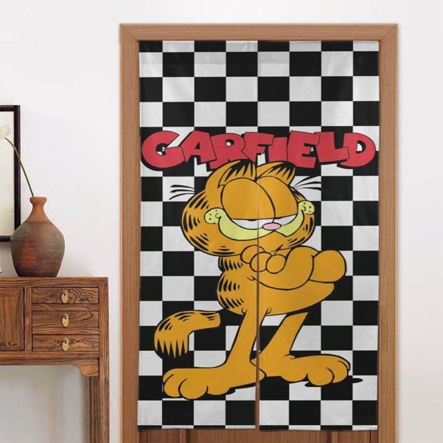 Cortina de puerta Garfield para entrada, cortina opaca con estampado de patrón, cortina divisoria de ambientes, tapiz para decoración del hogar, 34" de ancho x 56" de largo