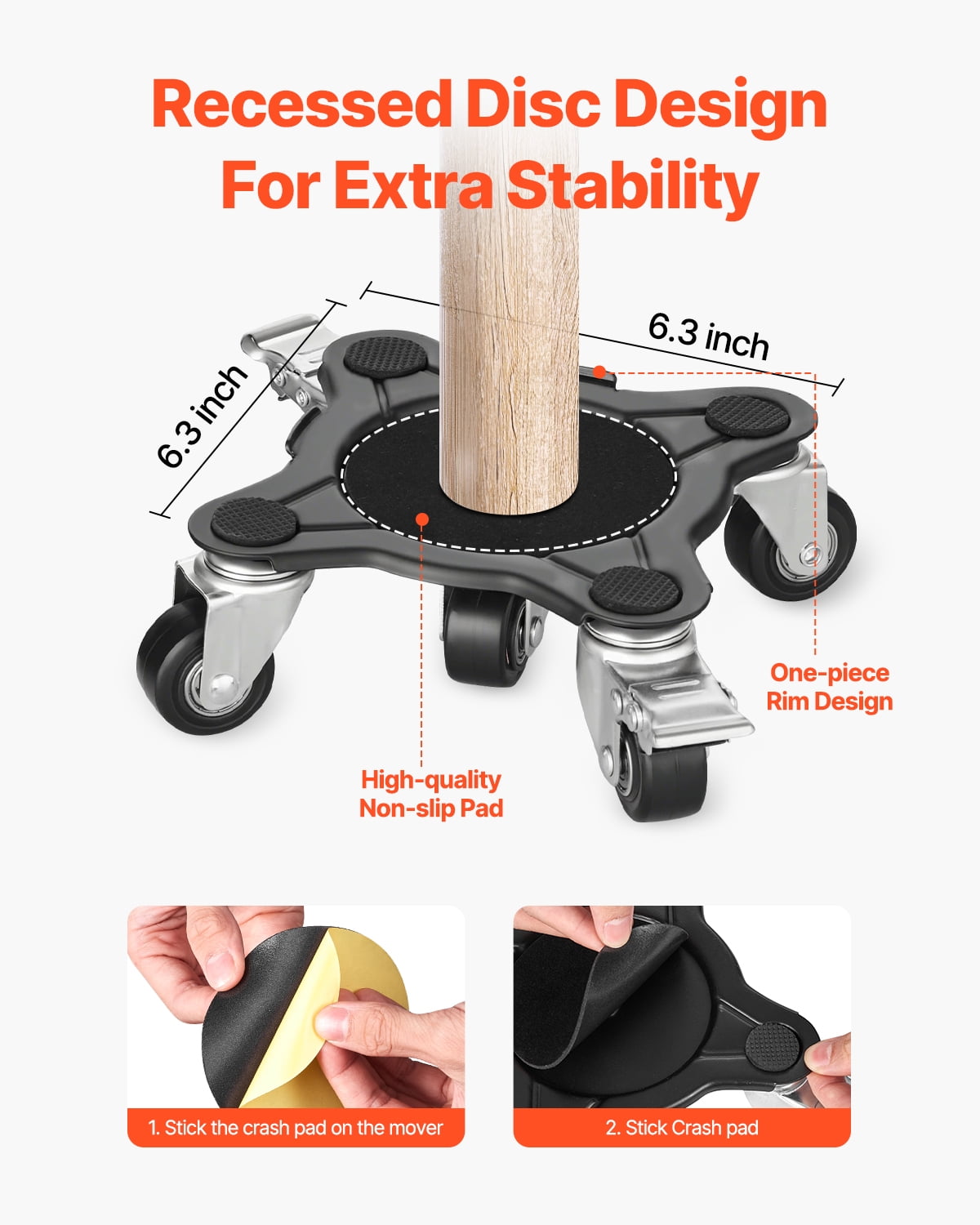 KFFKFF Appliance Mover, 1200 lbs Max Capacity, Robust Furniture Shifting Equipment with 5 Omni-directional Wheels, Carbon Steel Base, Furniture Elevation and Sliding Kit for Domestic Appliances