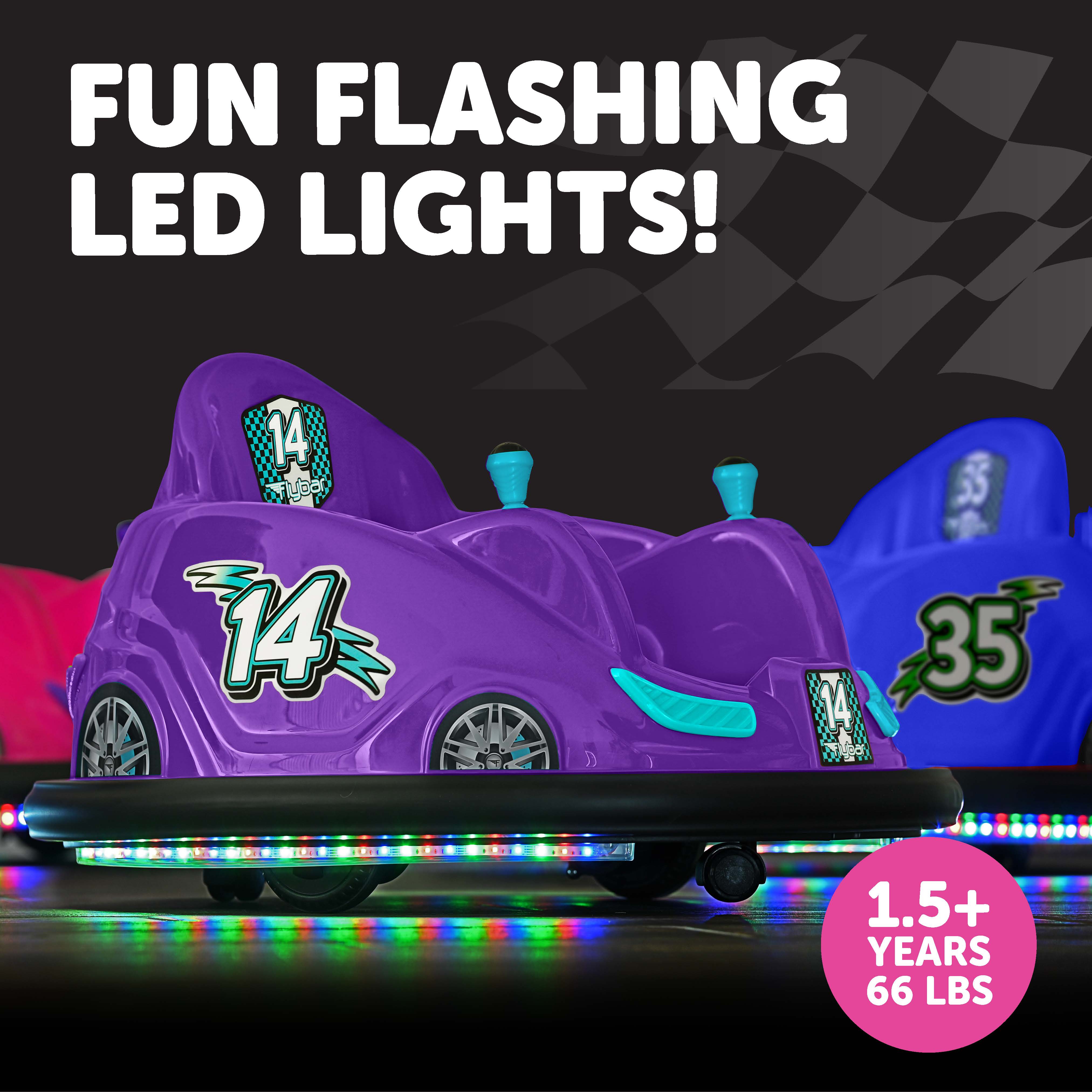 Flybar 6V Bumper Car, Battery Powered Ride On, Fun LED Lights, Includes Charger, Purple - image 4 of 9