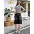 thumbnail image 4 of OYYN Girls Jean Shorts Baggy Wide Leg Cute Y2K Retro Washed Denim Shorts for Teen Girl Trendy Distressed Streetwear 13-16Y, 4 of 6