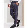 thumbnail image 2 of Pantalones de vestir a cuadros para hombre, corte regular, formales, de negocios, a cuadros Azul marino S, 2 of 6