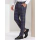 thumbnail image 2 of Pantalones de vestir a cuadros para hombre, corte regular, formales, de negocios, a cuadros Azul marino S, 2 of 6