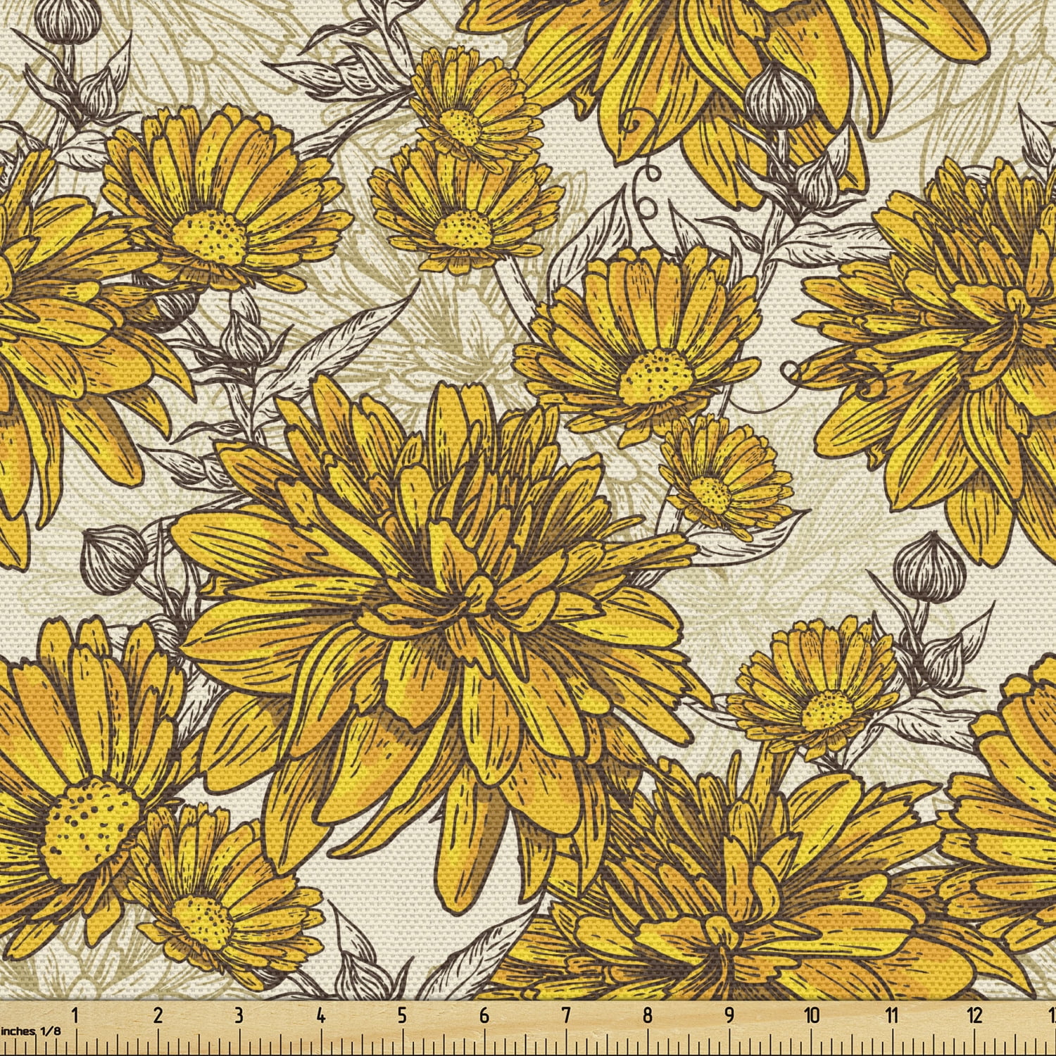 Floral Fabric by the Yard, Lily Carnation Bouquet Beauty Botany Field