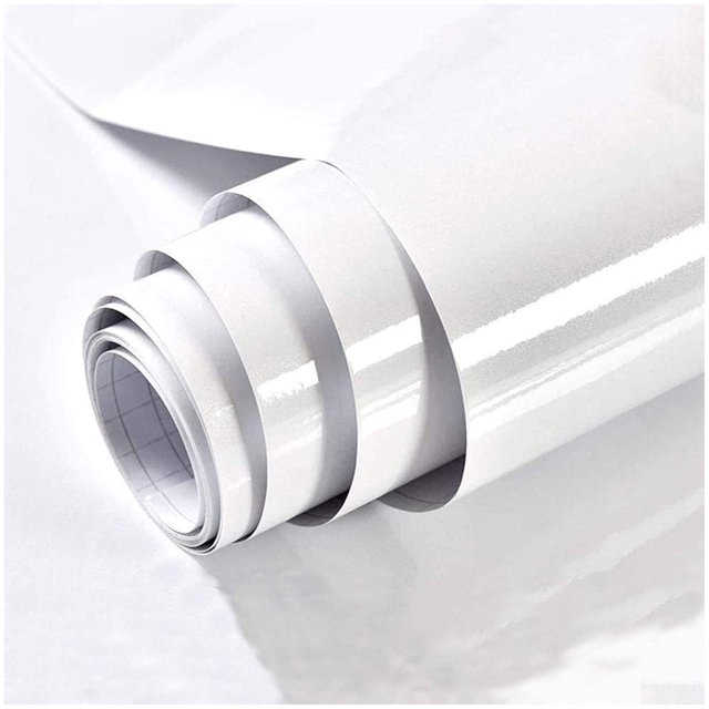 Tanone Papel Pintado Blanco Papel De Vinilo Película Autoadhesiva Papel Decorativo Para Revestimiento De Paredes Gabinetes De Encimera De Cocina Armario Muebles Brillo Iridiscente (15.8"" X 78.8"")