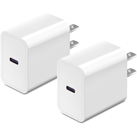 LujingZ 20W Type C Fast Charging Block, 2 - Pack with Wireless Charger Pad, Compatible for Apple Watch Series 11/10, iPhone, iPad, AirPods Pro - White