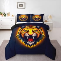 Homewish Tiger Animal 2pcs Bedding Comforter Set For Teens Boys Girls,Jungle Wildlife Twin Comforter Sets,Woodland Safari Breathable Bedding Set,Breathable Home Decor,Reversible