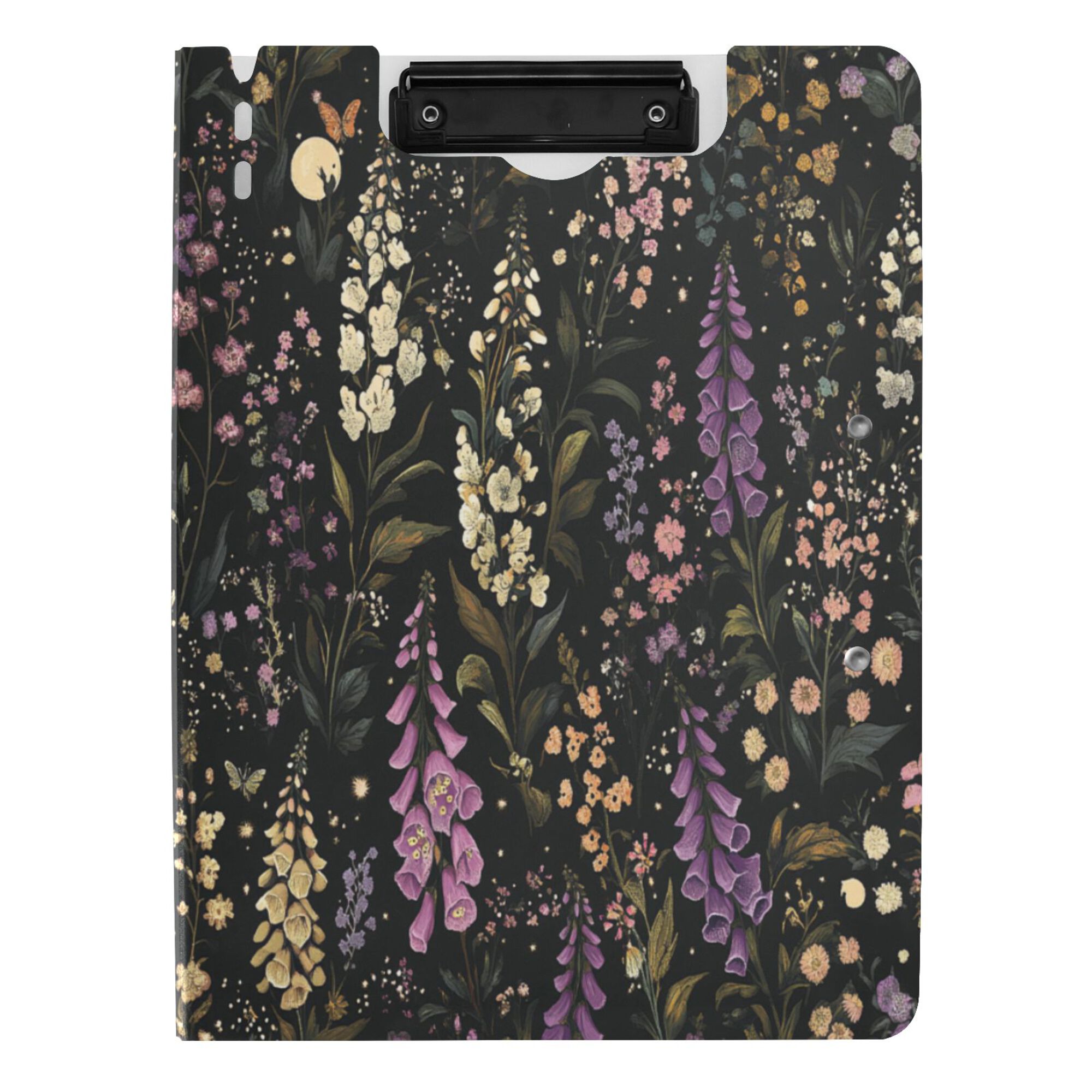 FORMRS A4 Clipboard Folder with Pen Holder Horizontal Foldable School Office Binder, Purple Floral Pattern