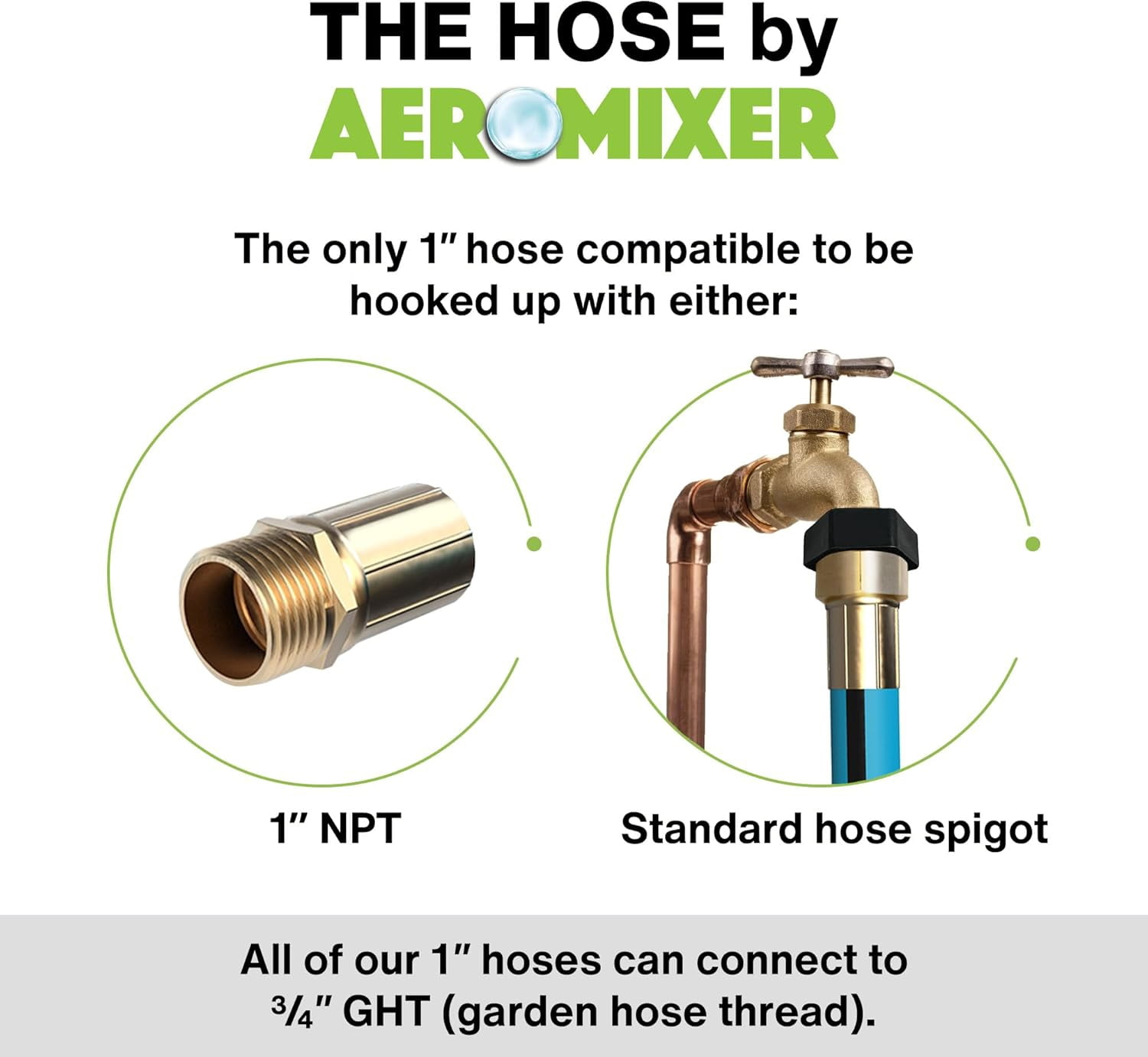 Aeromixer THE HOSE 1 in x 100 ft Heavy Duty Commercial Grade Garden Hose With Brass Accessories
