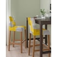 thumbnail image 2 of Yellow Abstract Bar Stool Covers Set of 2, Grey Geometric Oil Painting Vintage Gradient Stretch Bar Chair Covers with Backs, Removable Pub Counter Height Chair Cover for Kitchen Dining Room Cafe, 2 of 7