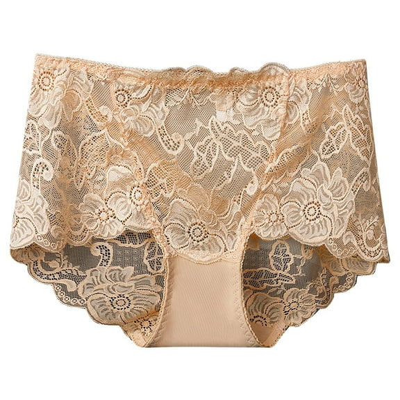 Women's Plus Size High Waisted Lace Panties Cheeky Briefs Seamless No Show Underwear Breathable Lightweight Sexy Lingerie Comfort Fit Tummy Control