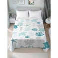thumbnail image 4 of Turquoise Coastal Flat Sheets Only Full Size, Soft Breathable Bed Top Sheets for Mattress, Nautical Summer Beach Coral Sea Turtle Luxury Bedding Flat Sheets for Home Hotel Bedroom Bed Protection, 4 of 9