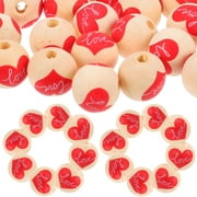 30 Pcs Decor DIY Spacer Loose Bead Jewelry Valentine's Day Wooden Beads Romantic