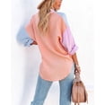 thumbnail image 4 of Chouyatou Women's Color Block Long Sleeve Button Down Boyfriend Shirt Blouses, 4 of 5