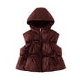 thumbnail image 4 of Besolor Toddler Kids Girls Clothes Puffer Vests Fall Winter Fleece Lined Thicken Warm Sleeveless Zipper Hoodies down Jackets with Pocket(18-24 Months,Wine), 4 of 7