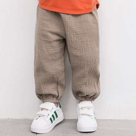 

Bullpiano Toddler Girl Boy Cotton Long Harem Pants Kids Casual Solid Bottoms Trousers 1-7T