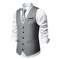 thumbnail image 4 of Dress Suit Vests for Men with Pockets Button-Down V Neck Sleeveless Business Work Waistcoats Formal Solid Slim Wedding Tuxedos Vest, 4 of 8