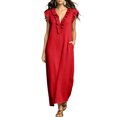 thumbnail image 4 of QGJZVUNL Flutter Sleeve Maxi Dresses for Women Summer Outfits Casual Ruffle V Neck Sleeveless Sundress Size 2Xl, 4 of 6