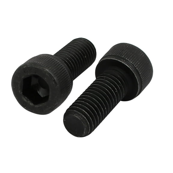 2pcs M10x25mm 12.9 Grade Hex Socket Cap Steel Left Hand Thread Screw Bolt Black