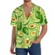thumbnail image 1 of Fotbe Green Avocado Camisa Estampada de Manga Corta para Hombre, Casual de Verano, Estilo Playero, Sin Arrugas-Large, 1 of 5