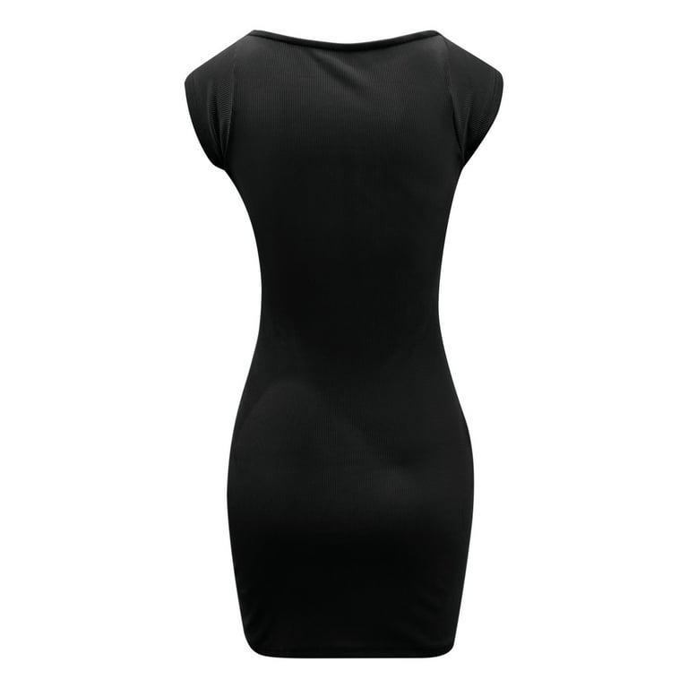 Lovskoo Women's Casual 2024 Spring Summer Ribbed Dress