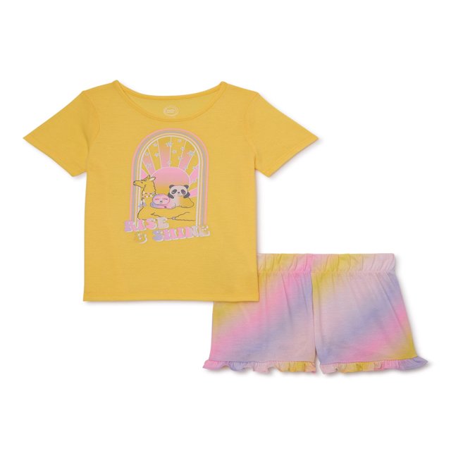 Girls Short Sleeve Top and Sleep Short Pajama Set 2-Piece Sizes 4-18 &