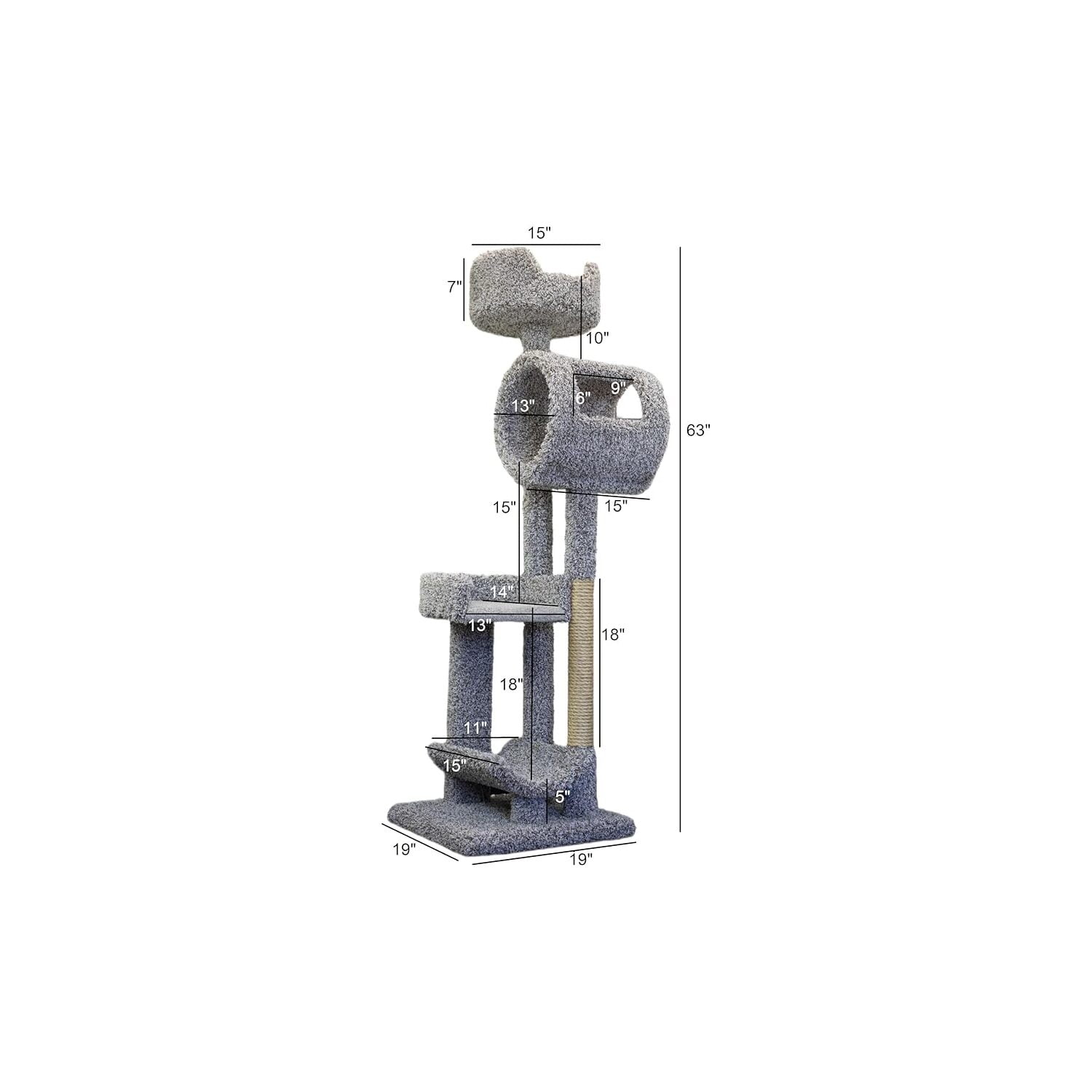 Large Cat Tree for Multiple Cats | Sturdy Cat Penthouse with Scratching Posts | Beige