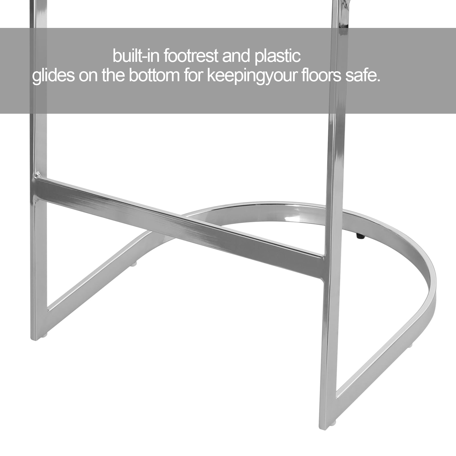 Foreate 26" Counter Height Bar Stools Set of 4 Modern Counter Stools with Back and C-Shaped Metal Frame, Upholstered Faux Leather Bar Chairs Island Stools for Kitchen Counter, Home Bar, Pub, Grey