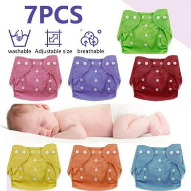 Reusable baby diapers soft and hygienic comfort cover washable size adjustable with Snap Closure for Eco-Friendly Diapering, 7-Pack Size 1