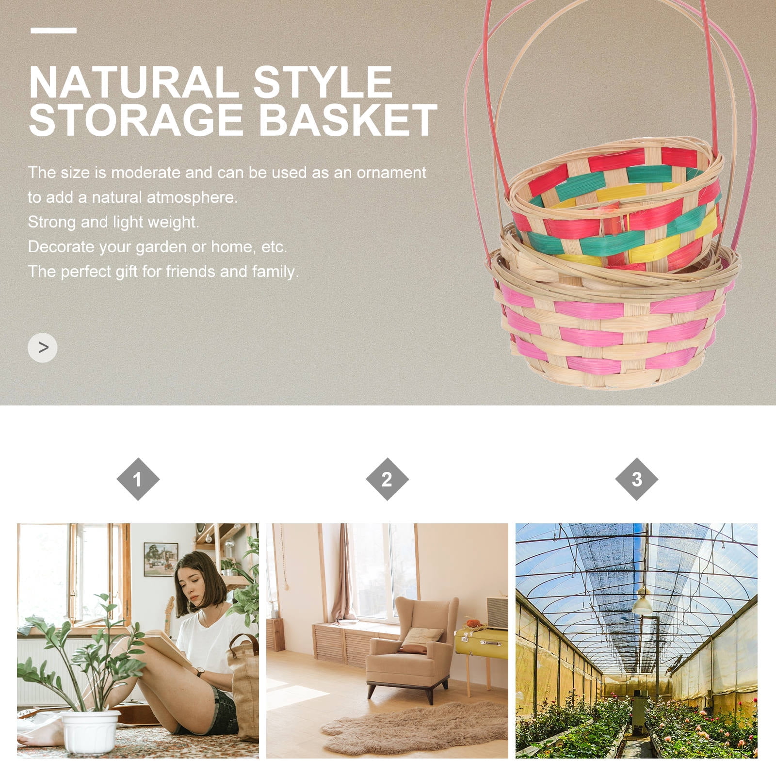 Hemoton 6 pcs  Bamboo Easter Woven Egg Storage Basket Snack Storage Basket Handheld Storage Basket