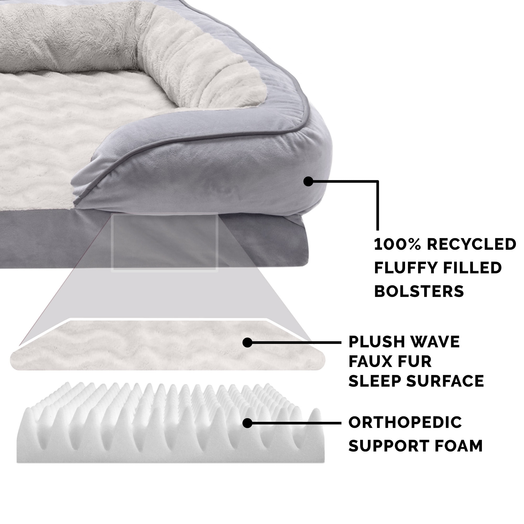 FurHaven Pet Products Velvet Waves Perfect Comfort Orthopedic Sofa-Style Pet Bed for Dogs & Cats - Brownstone, Medium