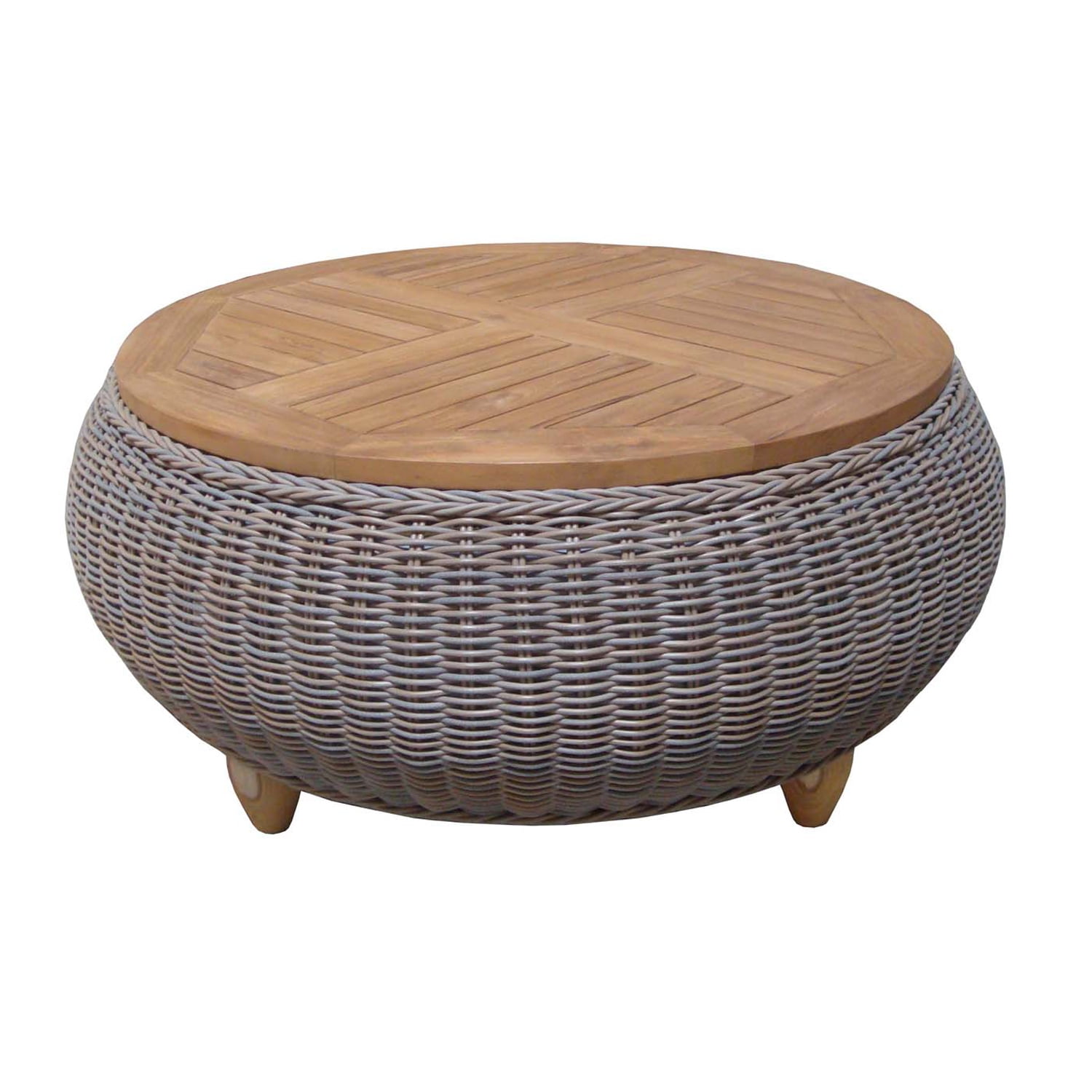 Padma's Plantation Outdoor Paradise Ottoman With Wood Top