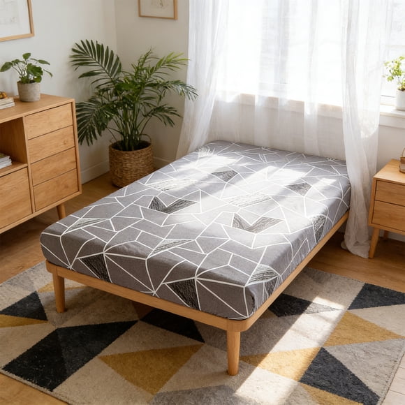 EGNMCR Fresh Printed Fitted Sheet Bed Sheet Protective And Breathable Cover Fitted Sheet