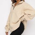 thumbnail image 4 of Sudadera Jersey básico con media cremallera, estilo deportivo, traje informal de calle de Color sólido para mujer Ygjytge Beige T S para Mujer, 4 of 6