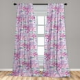 thumbnail image 2 of Floral Window Curtains, Fantasy Art Garden Digital Jumble Ornament Tropical Leaves and Blossom Print, Lightweight Decor 2-Panel Set with Rod Pocket, Pair of - 28"x84", Fuchsia Sea Green, by Ambesonne, 2 of 3