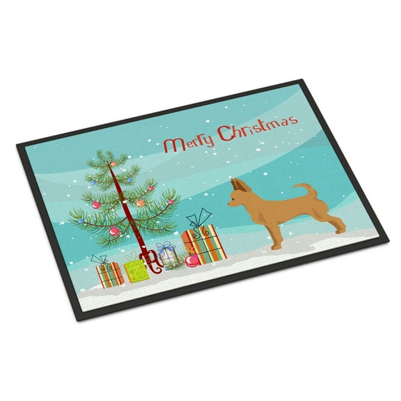 Carolines Treasures CK3814JMAT Tan Chion Christmas Tree Door Mat Indoor Rug or Outdoor Welcome Mat 24x36 Doormat 36"L x