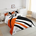 thumbnail image 3 of YST Orange Black Grey Down Comforter Twin Abstract Geometric Triangle Stripe Comforter Set Black White Gray Marble Bedding Set For Kids Adults Men,Modern Simple Line Bed Set 1 Pillow Case, 3 of 5