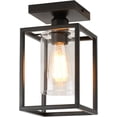 thumbnail image 1 of ERSAN-1 Pack Semi Flush Mount Ceiling Light,Black Metal Frame Ceiling Light Fixture with Clear Glass Shade, Farmhouse Light Fixture for Kitchen Island Entryway Porch Foyer, 1 of 4