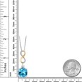 thumbnail image 6 of 925 Silver and 10K Yellow Gold Swiss Blue Topaz and Moissanite and Lab Grown Diamond Pendant Necklace for Women | 8.53 Cttw | Gemstone November Birthstone | Cushion 12MM | With 18 inch Chain, 6 of 6