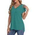 thumbnail image 7 of Xdegoge T Shirts for Women V Neck Short Sleeve Summer Tops Loose Fit Tunic Tops Dressy Casual Blouses Split Fashion Y2K Tshirts History Online Cancel Online Delivery Placed Today, 7 of 7