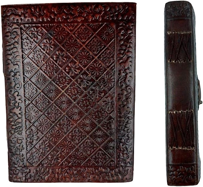 OVERDOSE Lapis Stone Journal With Brass C-Lock - Handmade Journal For Students, Office Bound Leather Journal for men & women | Sketchbook | Notebook Diary - 5 x 7 inches | 12 x 17 cm | A6