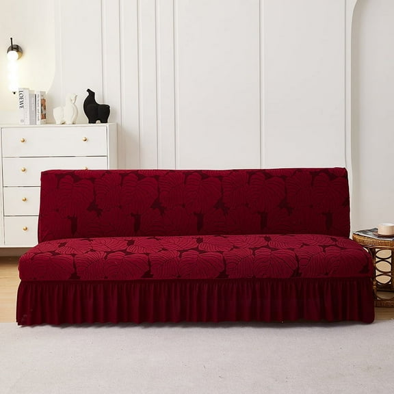 Nvzi -b Sofa Cover for sofas Stretch Couch Covers for Living Room Easy Fit Washable Furniture Sofa Protector with Skirt,1 Piece 74.8-82.7inch (Red)