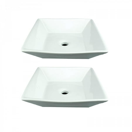 White Square Bathroom Vessel Sink Set of 2 (Best Type Of Sink)