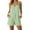 Green, variant on Striped Spaghetti Strap Romper Shorts for Women with Ruffled Neckline and Pockets