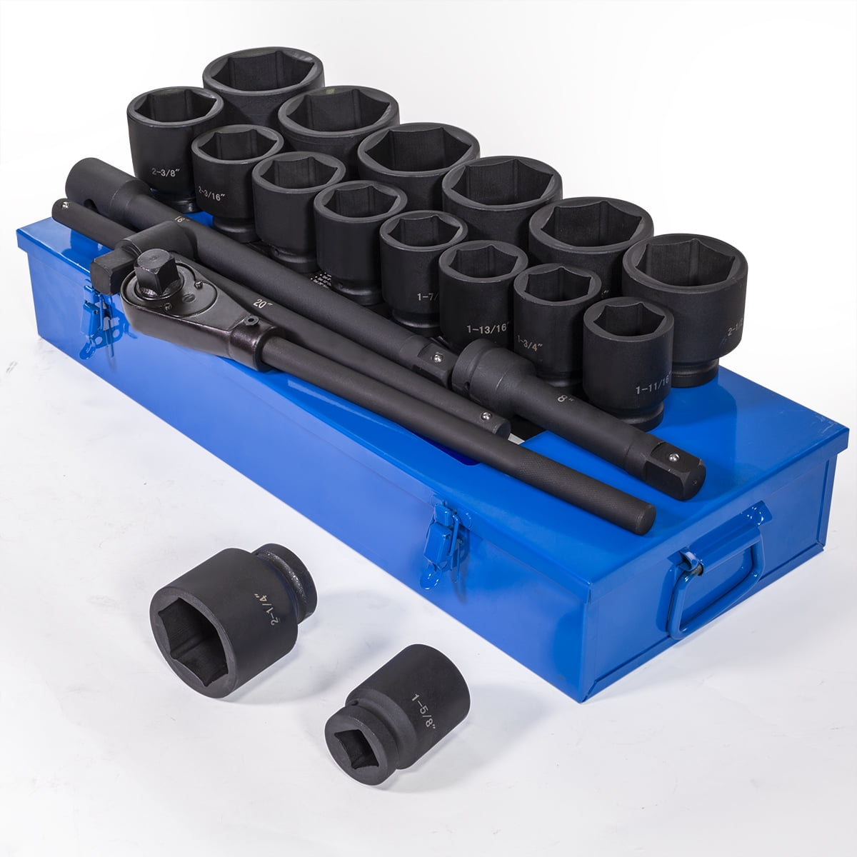 Photo 1 of ***MAJOR DAMAGE - SEE COMMENTS***
Stark 21-Piece Set Jumbo Impact Socket Set 1-inch Drive w/ Extension w/ Metal Case
