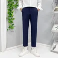thumbnail image 3 of 9 Pantalones de traje masculino recortados con trenzas, pantalones de verano negros ajustados para hombre, nueva oferta de ropa, elegante formal 2024, estilo coreano, 3 of 5