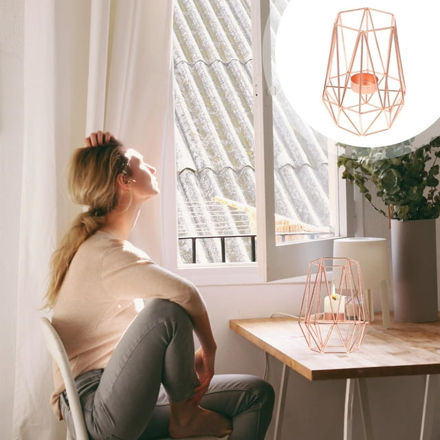 HEALEEP Portavelas De Metal Dorado Con Hueco Para Ambiente Acogedor Y Romántica