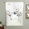 thumbnail image 2 of Navy Blue Spring Floral Tie Up Curtains for Windows, Adjustable Balloon Window Shades, Elegant Pastoral Flowers Watercolor Kitchen Window Treatments Farmhouse Short Curtains with Rod Pocket 42"x45", 2 of 8